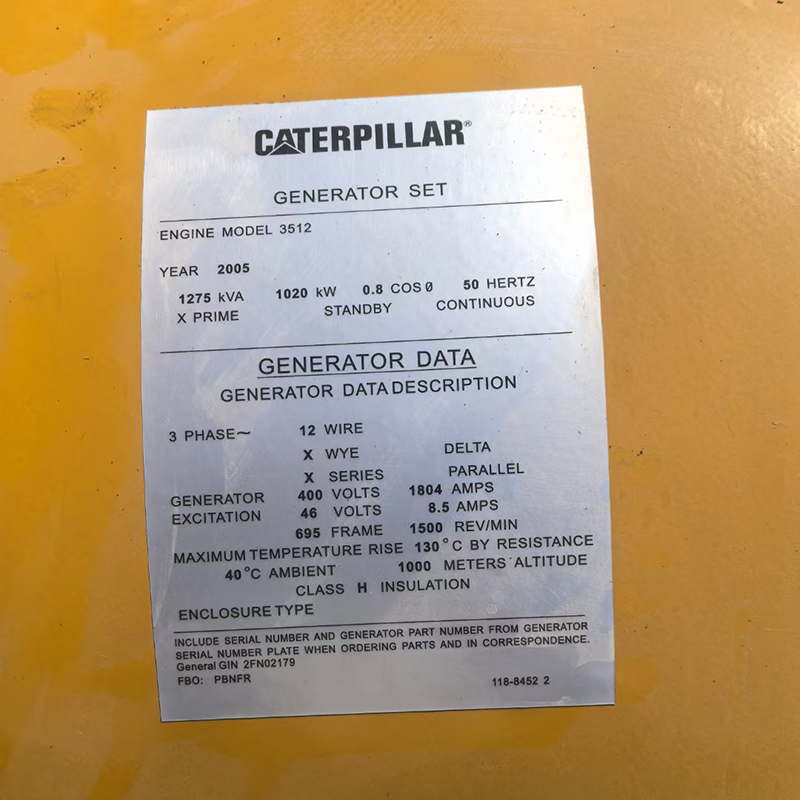 1020KW卡特彼勒二手发电机组销售-2005年出厂