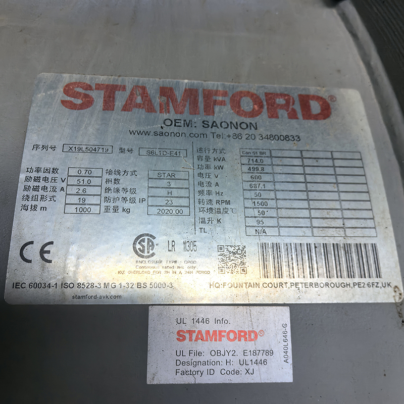 两台500KW玉柴840发电机组出售+并网控制+无锡斯坦福电机+全铜水箱-2019年出厂