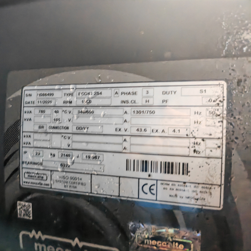 780KVA玉柴二手发电机组批量销售+国三电喷+美奥迪电机+深海控制器-2020年出厂